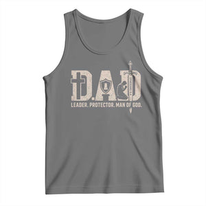Christian Dad Tank Top Father Leader Protector Man Of God TS11 Black Heather Print Your Wear