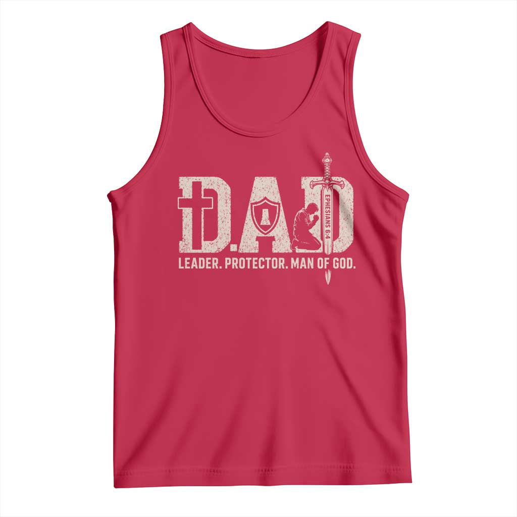 Christian Dad Tank Top Father Leader Protector Man Of God TS11 Red Print Your Wear
