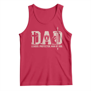 Christian Dad Tank Top Father Leader Protector Man Of God TS11 Red Print Your Wear