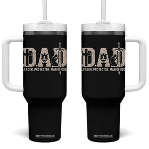 Christian Dad Tumbler With Handle Father Leader Protector Man Of God TS11 One Size: 40 oz Black Print Your Wear