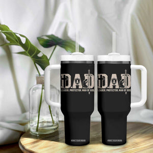 Christian Dad Tumbler With Handle Father Leader Protector Man Of God TS11 Print Your Wear