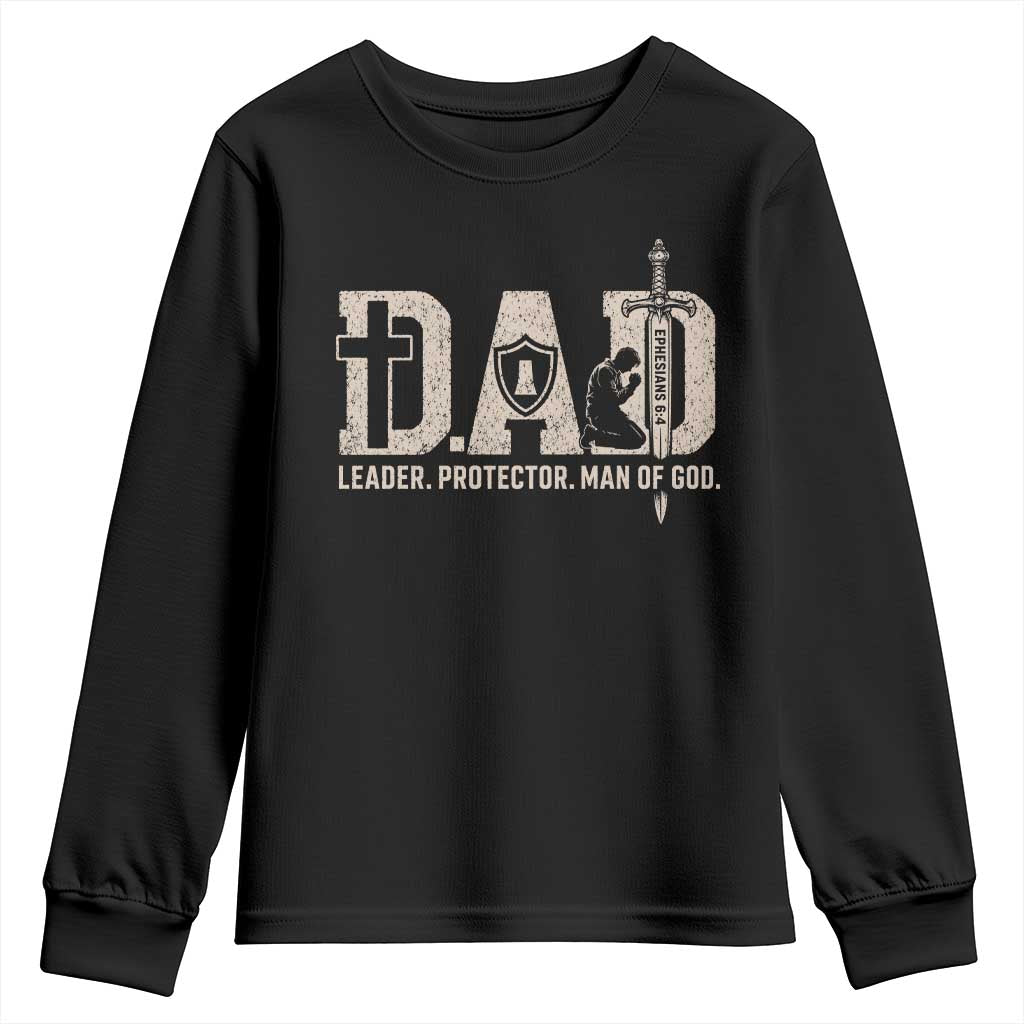 Christian Dad Youth Sweatshirt Father Leader Protector Man Of God TS11 Black Print Your Wear