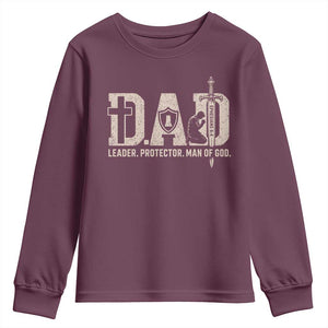 Christian Dad Youth Sweatshirt Father Leader Protector Man Of God TS11 Maroon Print Your Wear