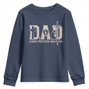 Christian Dad Youth Sweatshirt Father Leader Protector Man Of God TS11 Navy Print Your Wear