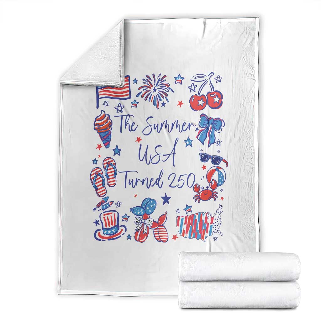 The Summer USA Turned 250 1776 2026 4th of July Throw Blanket TS11 White Print Your Wear