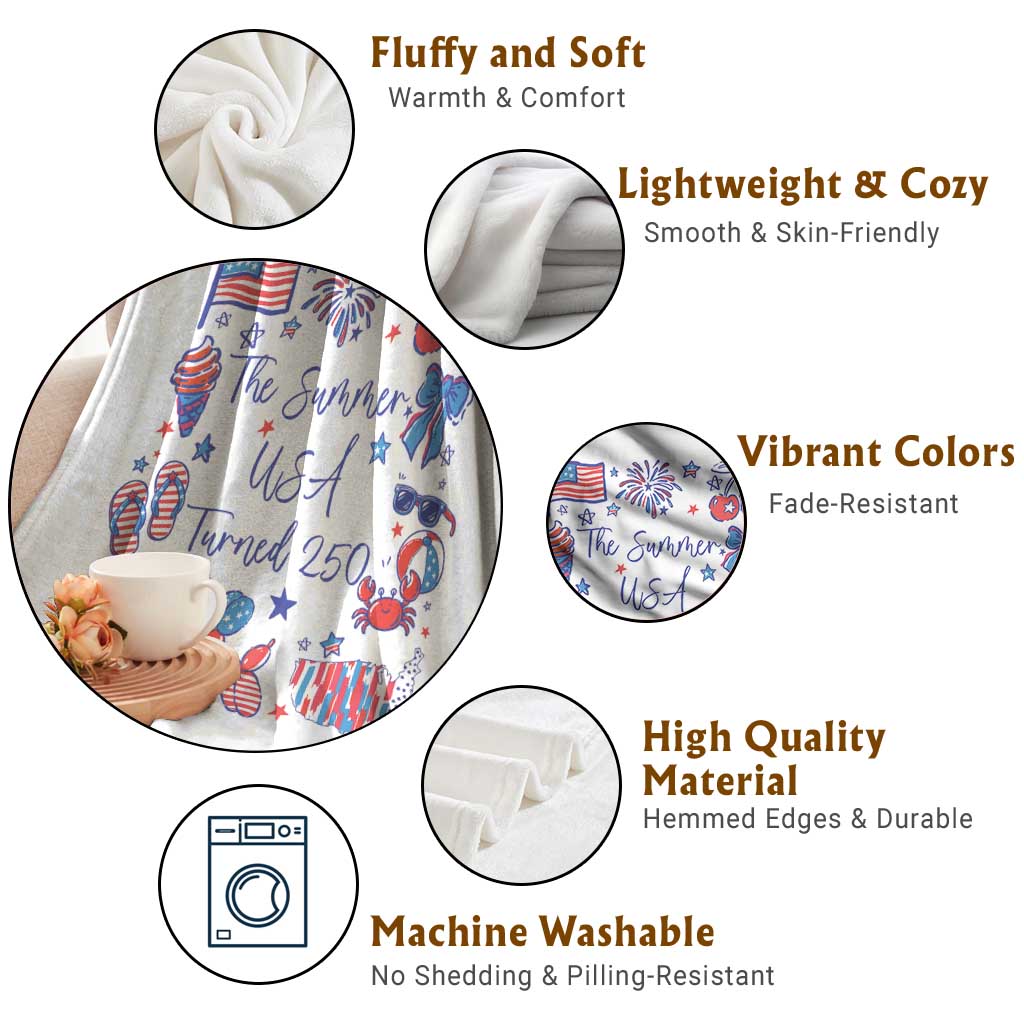 The Summer USA Turned 250 1776 2026 4th of July Throw Blanket TS11 Print Your Wear