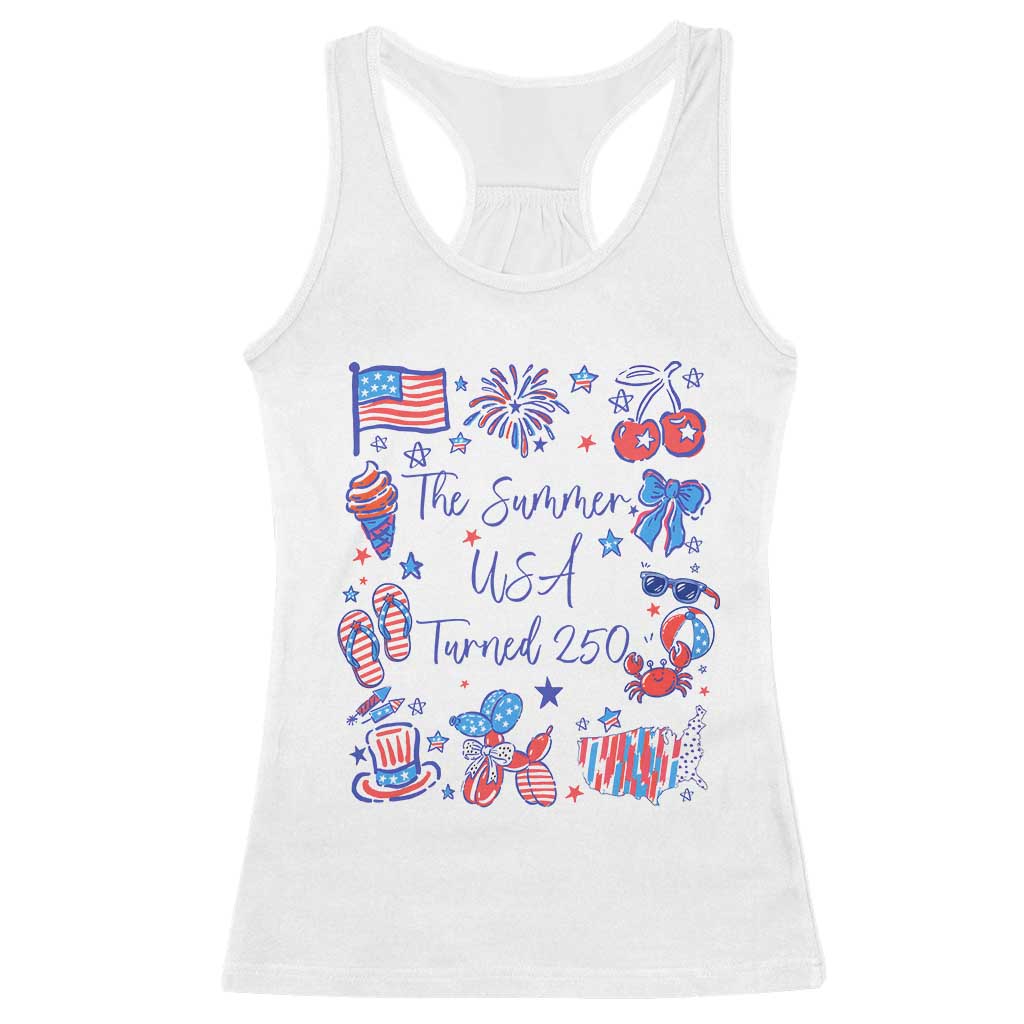 The Summer USA Turned 250 1776 2026 4th of July Racerback Tank Top TS11 White Print Your Wear
