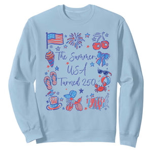 The Summer USA Turned 250 1776 2026 4th of July Sweatshirt TS11 Light Blue Print Your Wear