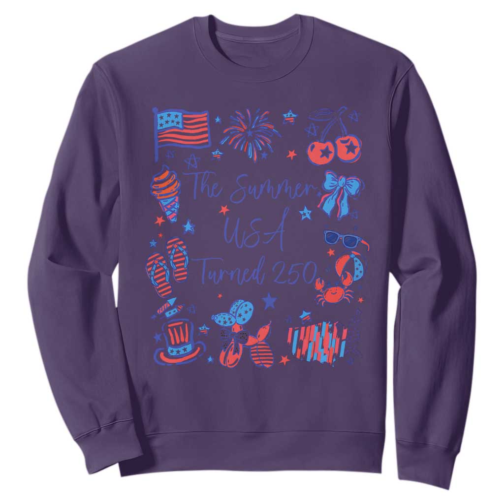 The Summer USA Turned 250 1776 2026 4th of July Sweatshirt TS11 Purple Print Your Wear