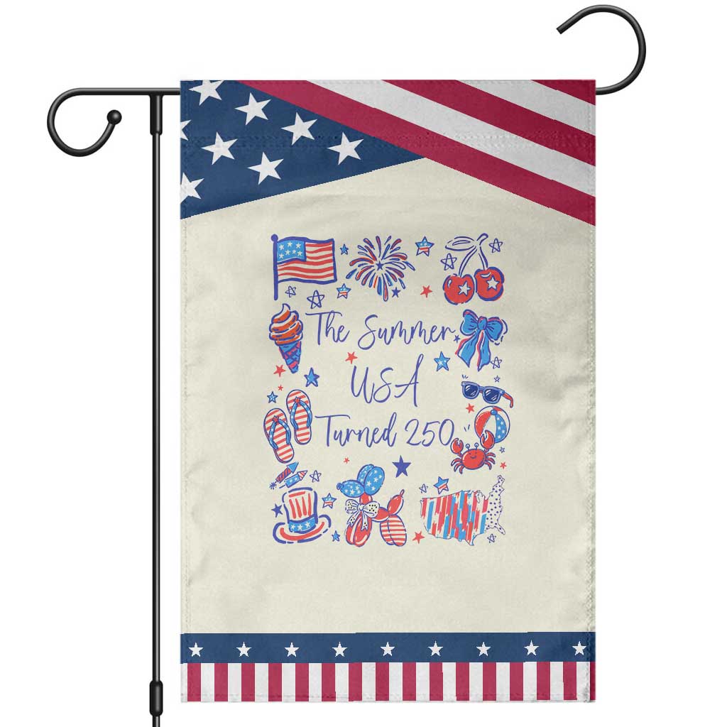 The Summer USA Turned 250 1776 2026 4th of July Patriotic Garden Flag TS11 Modern Beige Blue Print Your Wear