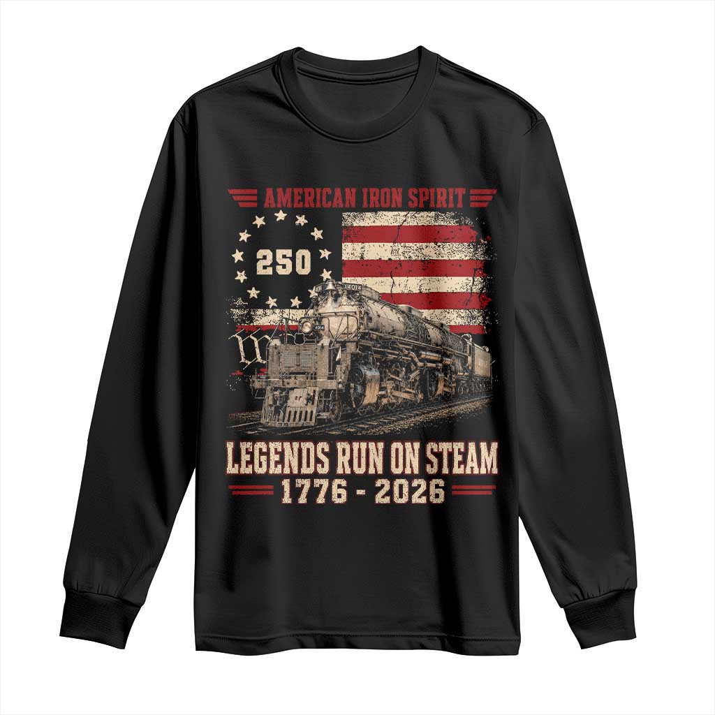 Train USA 250th Anniversary Long Sleeve Shirt American Iron Spirit Steam Locomotive Railroad Train Engine TS11 Black Print Your Wear
