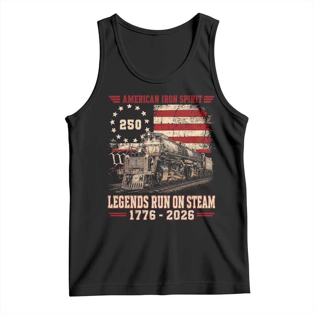 Train USA 250th Anniversary Tank Top American Iron Spirit Steam Locomotive Railroad Train Engine TS11 Black Print Your Wear