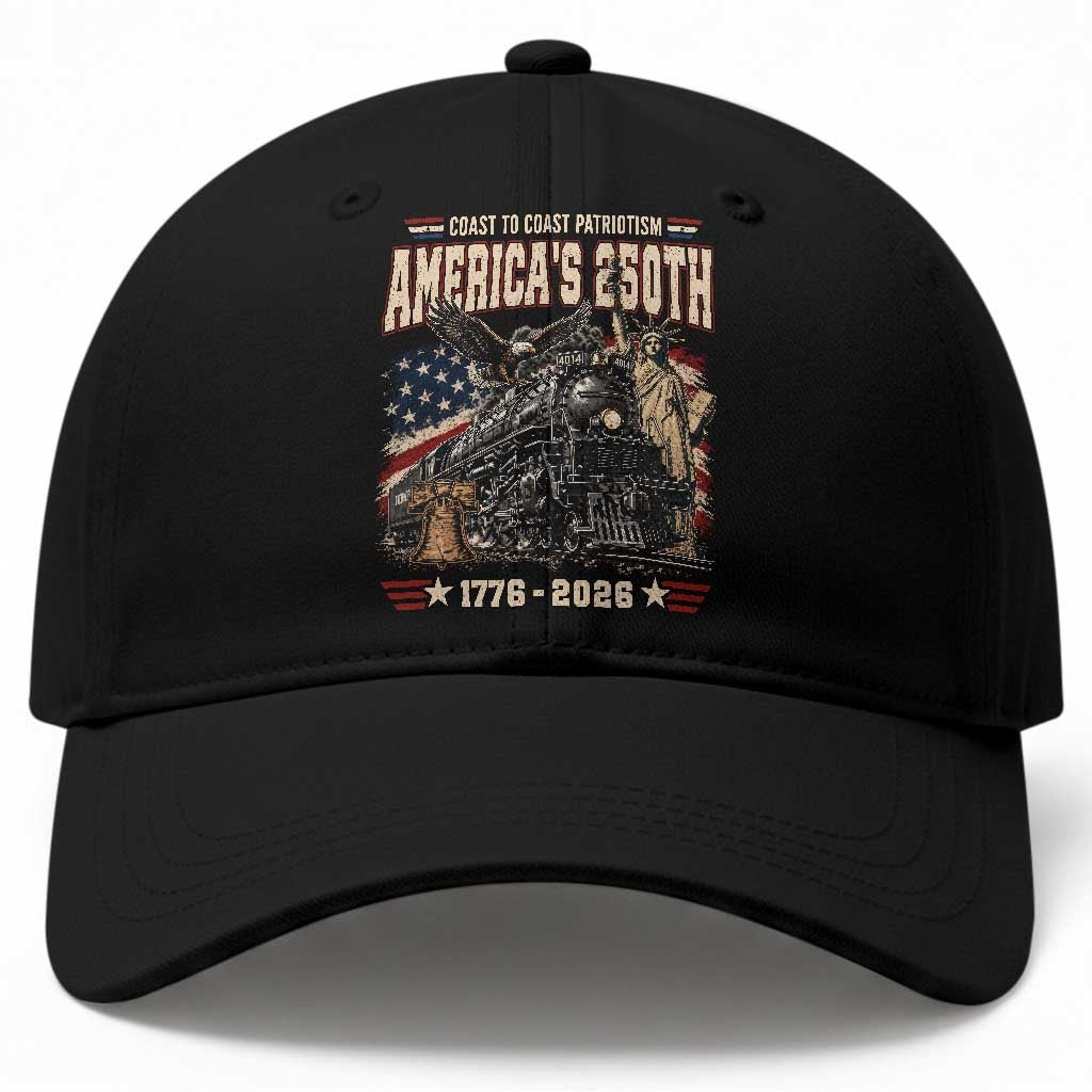 Steam Locomotive Train USA 250th Anniversary Baseball Cap Coast To Coast Patriotism Liberty American Flag TS11 Print Your Wear