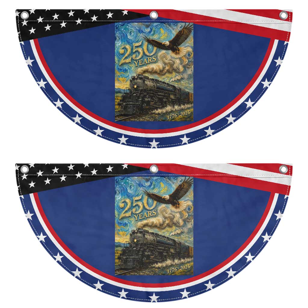 Train USA 250 Year Anniversary 1776 2026 Patriotic Fan Flag Van Gogh Art Steam Locomotive Railroad Starry Night TS11 2pcs pack Classic Navy Print Your Wear