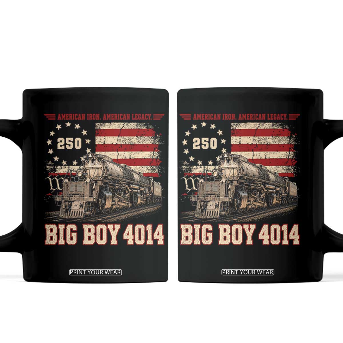 Train USA 250th Anniversary Coffee Mug American Iron Legacy Steam Locomotive Railroad Train Engine TS11 Black Print Your Wear