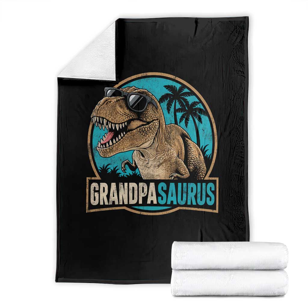 Dinosaur Grandfather Throw Blanket Funny Grandpasaurus Fathers Day Family Matching TS11 Black Print Your Wear