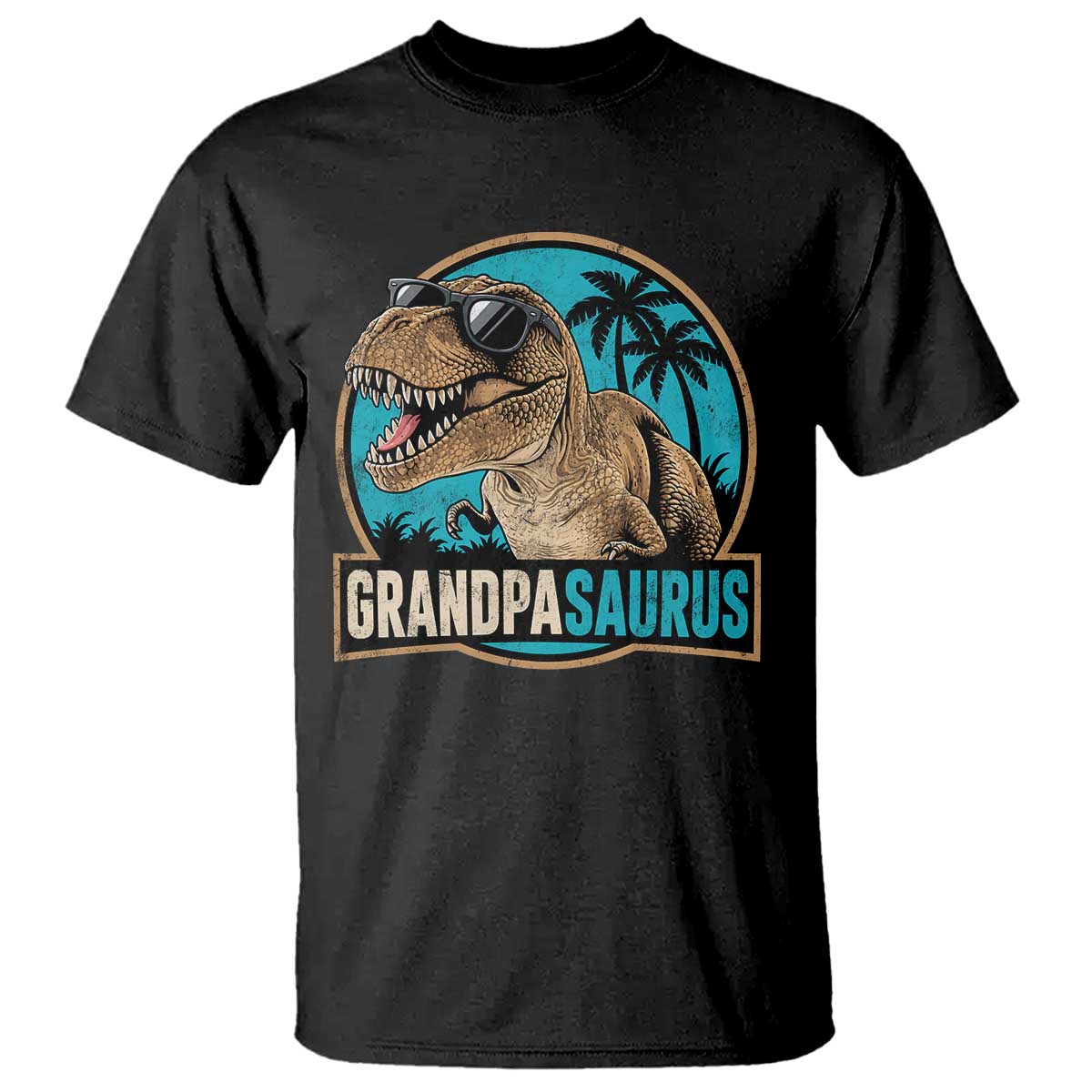 Dinosaur Grandfather T Shirt Funny Grandpasaurus Fathers Day Family Matching TS11 Black Print Your Wear