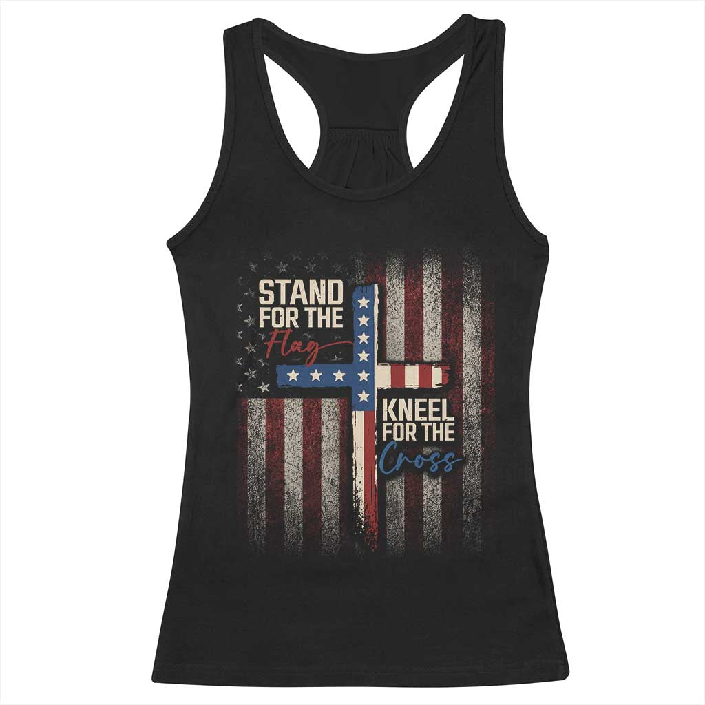 Stand For The Flag Kneel For The Cross Racerback Tank Top Patriotic Faith Vintage American Flag TS11 Black Print Your Wear