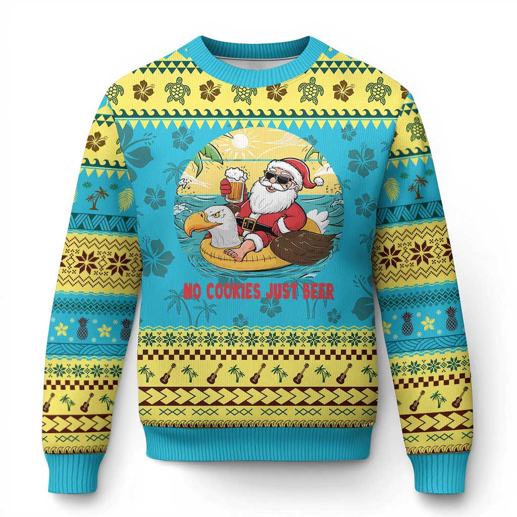 Funny Xmas In July Ugly Christmas Sweater No Cookies Just Beer Santa Summer Season Eagle Float TS11 Hawaii Print Your Wear
