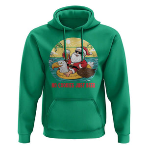 Funny Christmas In July Hoodie No Cookies Just Beer Santa Summer Season Eagle Float TS11 Irish Green Print Your Wear