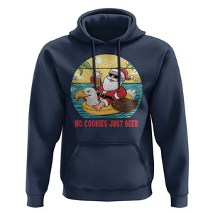 Funny Christmas In July Hoodie No Cookies Just Beer Santa Summer Season Eagle Float TS11 Navy Print Your Wear