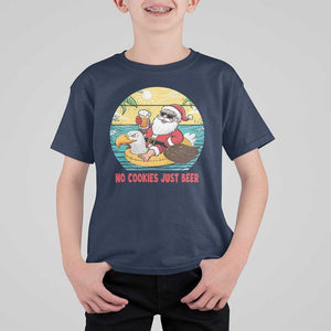 Funny Christmas In July T Shirt For Kid No Cookies Just Beer Santa Summer Season Eagle Float TS11 Navy Print Your Wear