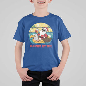 Funny Christmas In July T Shirt For Kid No Cookies Just Beer Santa Summer Season Eagle Float TS11 Royal Blue Print Your Wear