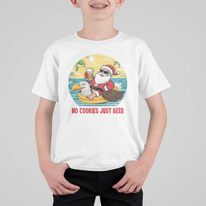 Funny Christmas In July T Shirt For Kid No Cookies Just Beer Santa Summer Season Eagle Float TS11 White Print Your Wear