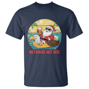 Funny Christmas In July T Shirt No Cookies Just Beer Santa Summer Season Eagle Float TS11 Navy Print Your Wear