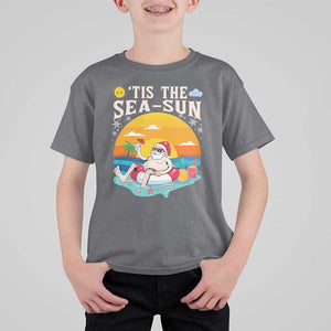 Funny Christmas In July T Shirt For Kid Tis The Sea Sun Santa Beach Summer Season Xmas TS11 Charcoal Print Your Wear