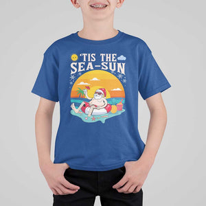 Funny Christmas In July T Shirt For Kid Tis The Sea Sun Santa Beach Summer Season Xmas TS11 Royal Blue Print Your Wear