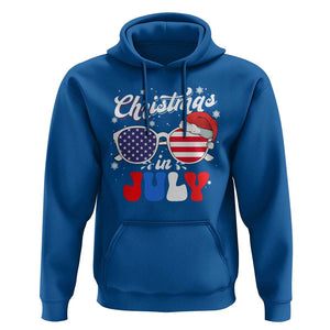 Christmas In July Hoodie Santa Hat Sunglasses USA Flag 4th Of July Xmas TS11 Royal Blue Print Your Wear