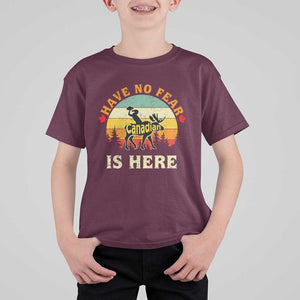 Funny Canada T Shirt For Kid Have No Fear The Canadian Is Here Maple Leaf TS11 Maroon Print Your Wear