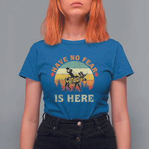 Funny Canada T Shirt For Women Have No Fear The Canadian Is Here Maple Leaf TS11 Royal Blue Print Your Wear