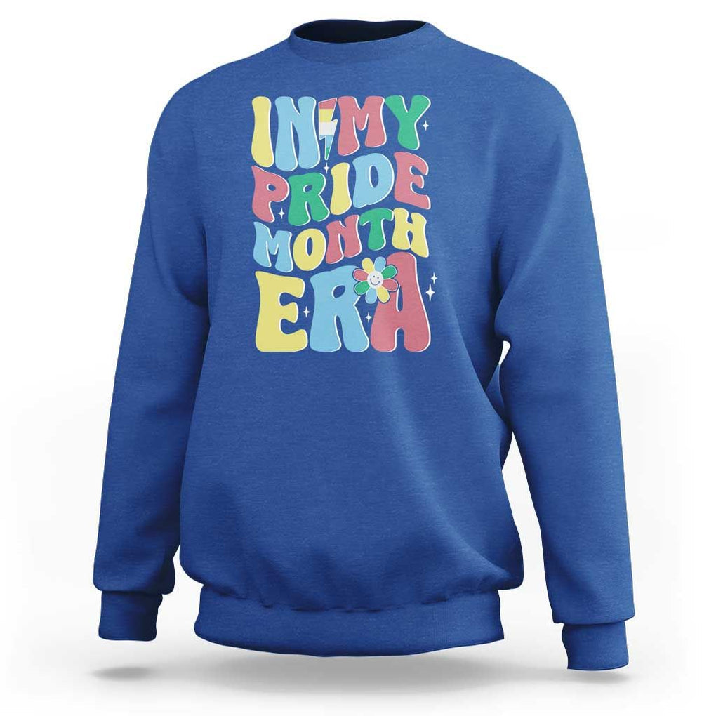 Disability Pride Month Sweatshirt In My Pride Month Era Retro Groovy Flower TS11 Royal Blue Print Your Wear
