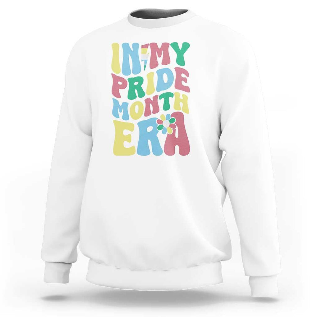 Disability Pride Month Sweatshirt In My Pride Month Era Retro Groovy Flower TS11 White Print Your Wear