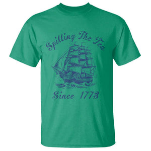 Funny 4th Of July T Shirt Spilling The Tea Since 1773 History Ship TS11 Irish Green Print Your Wear