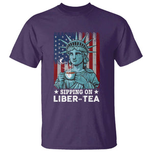 Funny 4th Of July T Shirt Sippin On Liber Tea Liberty USA Flag TS11 Purple Print Your Wear