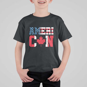 Half American Half Canadian T Shirt For Kid America Canada Patriotic Flag TS11 Black Print Your Wear