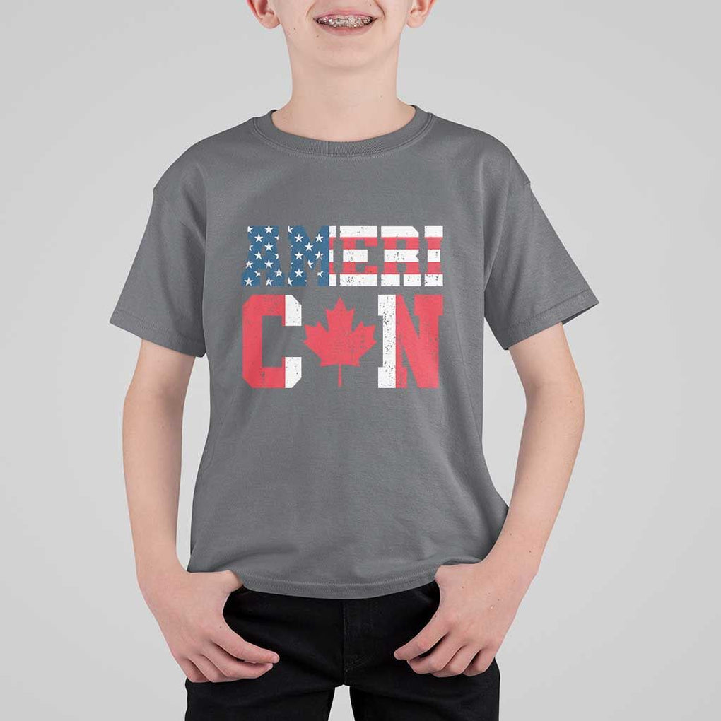 Half American Half Canadian T Shirt For Kid America Canada Patriotic Flag TS11 Charcoal Print Your Wear