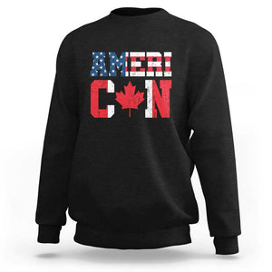 Half American Half Canadian Sweatshirt America Canada Patriotic Flag TS11 Black Print Your Wear