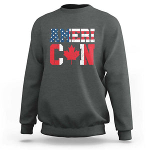 Half American Half Canadian Sweatshirt America Canada Patriotic Flag TS11 Dark Heather Print Your Wear