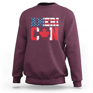 Half American Half Canadian Sweatshirt America Canada Patriotic Flag TS11 Maroon Print Your Wear