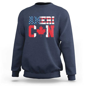 Half American Half Canadian Sweatshirt America Canada Patriotic Flag TS11 Navy Print Your Wear