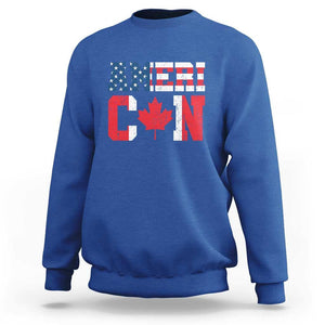 Half American Half Canadian Sweatshirt America Canada Patriotic Flag TS11 Royal Blue Print Your Wear