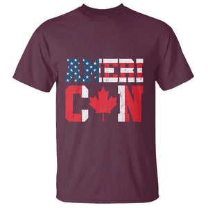 Half American Half Canadian T Shirt America Canada Patriotic Flag TS11 Maroon Print Your Wear