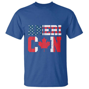 Half American Half Canadian T Shirt America Canada Patriotic Flag TS11 Royal Blue Print Your Wear