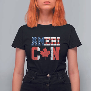 Half American Half Canadian T Shirt For Women America Canada Patriotic Flag TS11 Black Print Your Wear