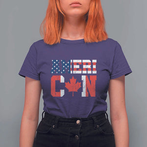 Half American Half Canadian T Shirt For Women America Canada Patriotic Flag TS11 Purple Print Your Wear