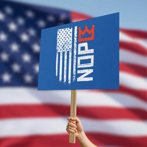 Funny Nope No Kings Vintage American Flag Protest Sign TS11 Horizontal 18" × 24" Blue Print Your Wear